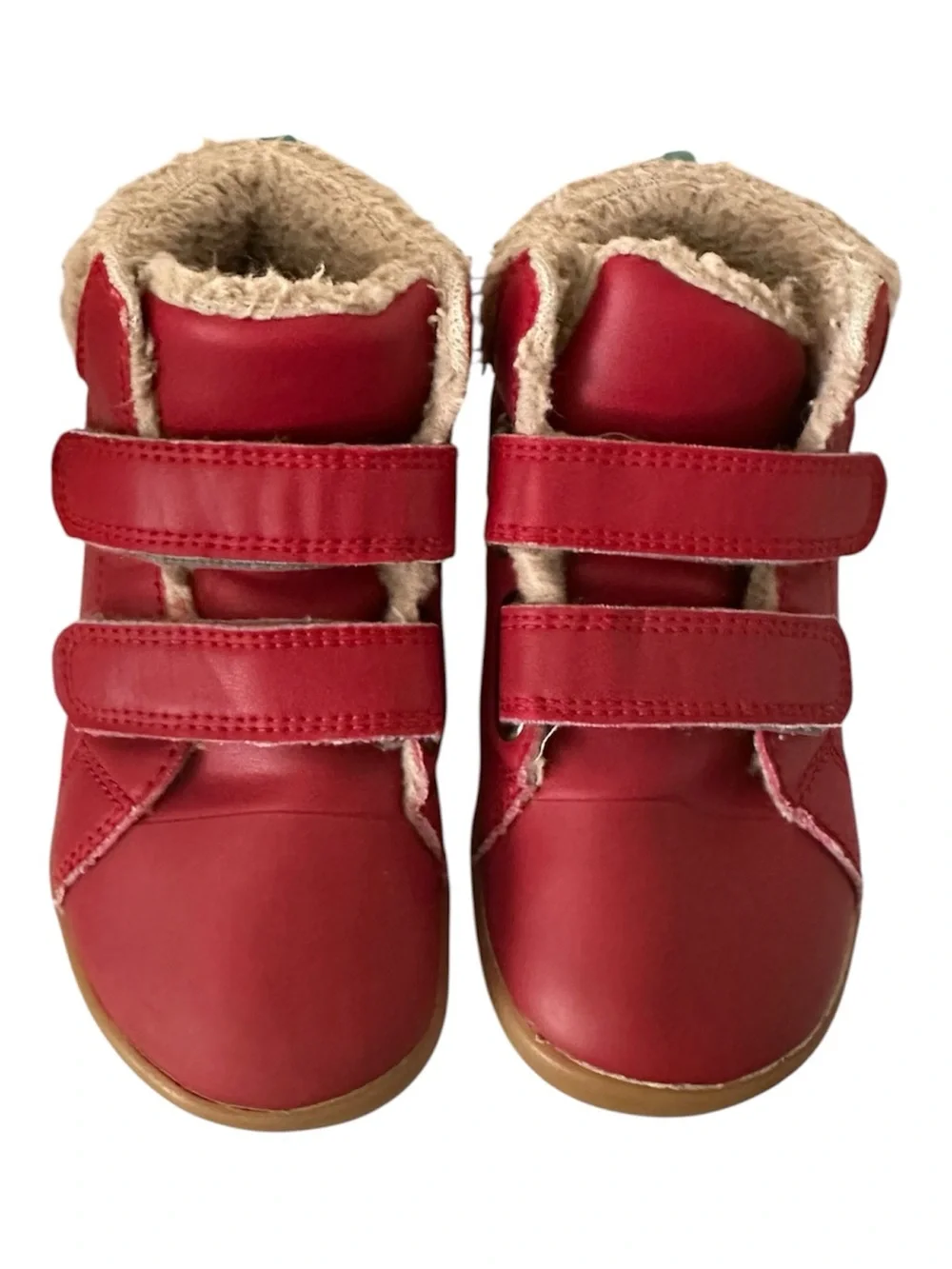 Ten Little Toddler Red Furry High Top Lined Hook & Loop Boots